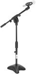 Pyle Universal Compact Microphone Stand - Mic Mount Holder Height Adjustment 19.0” to 26.0” Inch and Telescoping Boom Extension Adjustable Up to 16.0'' w/ Knob Style Tension Lock Mechanism - PMKS7.5
