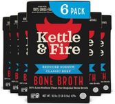 Kettle and Fire Reduce Sodium Beef Organic Bone Broth, Keto, Paleo, Whole 30 Approved, Gluten Free, 17g of Protein, Natural Source of Collagen, Pack of 6