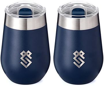 Summit Outdoor Wine Glasses, Vacuum Insulated Wine Tumbler With Lid, Stemless Metal Cup Design, Stainless Steel, Unbreakable, Shatterproof, Portable, Set of 2, Home, Travel or Camping. NEW SLIDING LID
