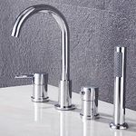 XJTNLB Bath Mixer Tap Deck Mount 4 Hole Bath Taps Set with Shower, Bathroom Shower Mixer Tap Tub Tap Chrome