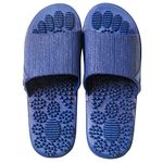 V-shine Acupressure Massage Slippers Therapeutic Reflexology Sandals for Foot Acupoint Massage Shiatsu Arch Pain Relief Non-Slip Massage Shoes for Bath Shower, Dark Blue, 9.5-10