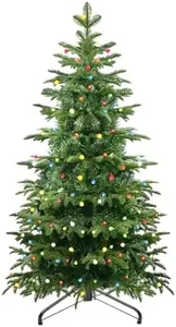 QBA 5FT Unlit Realistic Christmas Tree, Premium Artificial Christmas Tree with 1565 Branch Tips, Hinged Branches and Metal Stand, Foldable Holiday Xmas Tree for Home Office Party Outdoor