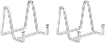 Plate Holder Easel Display Stand - 3 inch Metal Plate Stands for Display - Tabletop Picture Stand - Silver Iron Easels for Display Pictures | Photo Frames | Book | Decorative Plates | Plaque - 2 Pack