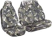 rhinos autostyling FOR VAUXHALL VIVARO 2020 - Heavy Duty Van Seat Covers Single Drivers And Double Passengers Seat Covers - 2 + 1 - Grey Camouflage Military