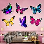 Zyozique Butterfly Theme Birthday Cardstock Cutout with Glue Dot for Kids Theme for Baby Shower Happy Birthday Decorations Supplies (Pack of 7)