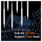 Vikdio Meteor Shower Rain Lights, 50cm 10 Spiral Tubes 540 LEDs 3.15m Lit Length Waterproof Snowfall LED Lights for Wedding Christmas Garden Tree Home Decor, Support 2 Sets Connected (White)