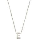 Kendra Scott Letter E Pendant Necklace for Women, Fashion Jewelry, Rhodium-Plated Brass, Rhodium Metal, Letter E