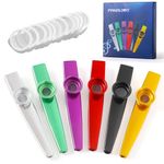 Fansjoy Kazoos 6 Pack, Multipack Metal Kazoos Musical Instruments with 12 Flute Membranes for Music Lover Beginners