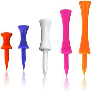 zosenda Castle Golf Lot de 100 tees de golf en plastique dégradés de couleurs mélangées durables en 5 tailles assorties (32 mm, 39 mm, 51 mm, 59 mm, 70 mm)