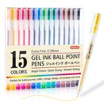 Shuttle Art 15 Colours Gel Ink Pens, 0.38mm Extra Fine Point Ballpoint Pens, Coloured Japanese Style Gel Pens for Writing and Journaling, Japanese Stationery for Home, School, Office Supplies