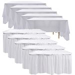 5 Pack Plastic Table Skirts for Rectangle Tables with 5 Pack Table Cloths, Blue Tableskirts and 54" x 108" Tablecloths, Disposable Tablecloth Skirt Table Covers for Party Birthday Baby Shower