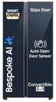 Samsung Smart Choice 653 L, 3 Star, Bespoke AI, Glass Door, Frost Free, Double Door, Convertible 5-in-1 Digital Inverter, Side By Side Refrigerator with Auto Open Door (RS76CB81A341HL, Clean Navy)