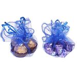 Bezall 100pcs 9.8 Inch Round Organza Drawstring Bags, Royal Blue Baby Shower Favor Bags Bath Bomb Candy Pouch Wedding Party Gift Packaging