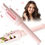 Auto Hair Curler, Automatic Curling Iron with 4 Temperature & 3 Timer, Automatic Shut-Off, Anti-Scald, Anti-Tangle Rotating Curling Wand for Hair Styling, Pink