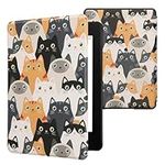 kwmobile Case Compatible with Amazon Kindle Paperwhite 11 Generation 2021 Case - PU Cover for Kindle Paperwhite Case w/Magnet - Cats Orange/Black/White