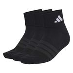 adidas Unisex Cushioned Sportswear Ankle Socks 3 Pair Pack, black/black/white, 8.5-10
