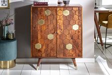 UK FURNITURE Sheesham Wood Bar Cabinet | Beer Bar Cabinet Furniture for Home | Wine Cabinet with Doors | Wooden Bar Furniture Bar Rack Drinks Storage Cabinets (Honey Oak Finish)