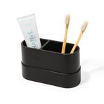 Matte Black Large Toothbrush Holder for Bathroom - Large 2 Compartment Holder for Toothpaste and Electric Toothbrush