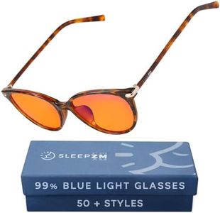 Sleep ZM Premium 99.9% Orange Blue Light Blocking Glasses + Foldable Silk Hard Case for Computer, TV, Gaming Use Improve Sleep Quality for Women + Men