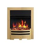 FLAMEKO Verona 16’’ Fireplace Insert, 2000W Heater, Brass Trim with Spacer, Bauhaus Fret, 9 Colour Flame Effect, Remote Control