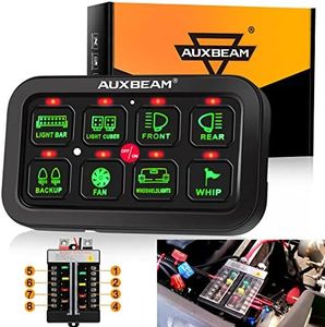 Auxbeam 8 Gang Switch Panel Automatic Dimmable LED On-Off Car Switch Panel Electronic Relay System Circuit Control Box LED Car Touch Switch Box Universal for Truck ATV UTV Boat Marine SUV Car
