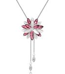 Shining Diva Fashion Stylish Crystal Flower Silver Plated Pink Long Chain Pendant for Women (rrsd10733np)