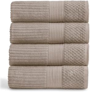 Springtree Home 100% Cotton Bath Towel Set | 4-Pack | Textured | Brown