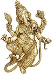 Brass Statue Ganesha Wall Hanging Hindu Home Décor 10 Inches Religious Gifts