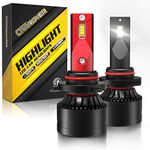 9012 LED Headlight Bulbs, CAR ROVER 100W High Power 20,000LM Extremely Bright 6000K HIR2 Conversion Kit Adjustable Beam (Pack of 2)