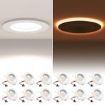 POWERASIA 12 Pack 5/6 Inch LED Can Lights with Night Light, 5CCT Retrofit Recessed Lighting Selectable 2700K-6000K Dimmable, 12W=75W, 1200LM Downlight with Metal Smooth Trim - ETL and Energy Star