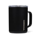 Corkcicle Triple Insulated Coffee Mug with Lid and Handle, Black, 16 oz – Stainless Steel Travel Mug Keeps Beverages Hot for 3+ Hours – Non-Slip, Easy-Grip, Spill-Resistant Tumbler