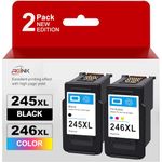 PG-245XL CL-246XL Ink Cartridge, Replacement for Encre Canon 245 246 XL Combo Pack, 245xl Black Ink, with Canon Pixma ts3420 Ink cartridges, MG2522 MG2520 TR4500 TR4520 TS3120 TS3400 Printer, 2-Pack