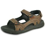 kozi Men Classic Casual Sandal River Sandal SPORTSMAN-1 Open Toe Adjustable Hook-and-Loop Strap Coffee Size 9.5