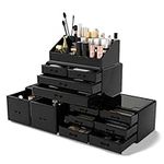 Readaeer Makeup Cosmetic Organizer Storage Drawers Display Boxes Case with 12 Drawers (Black)