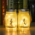 2 PCS Solar Fairy Lanterns Outdoor, 30 LED Frosted Glass Mason Jar Light,Hanging Decoration Lights for Outdoor Courtyard Lawn,Terrace,Home Decor,Holiday Gifts(Warm White)