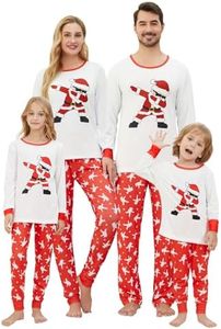 VENTELAN Family Matching Christmas Pajamas Set Holiday Santa Claus Sleepwear Xmas PJS Set for Couples and Kids,7Y