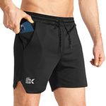 BROKIG Men's Lightweight Gym Shorts, Quick Dry Sport Workout Training Fitness Running Shorts Men with Zip Pocket (M, Black)