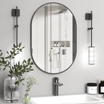 NEUWEABY Oval Bathroom Mirror Capsule Wall Vanity Mirror, 24"x36" Pill Mirrors Wall Mounted Mirror, Black Large Modern Mirror with Black Metal Frame, Decor for Bedroom, Living Room