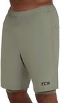 TCA Ultra 2 in 1 Compression Shorts Men Running Gym Shorts for Men with Back Zipped Pocket - Army/Army, XL