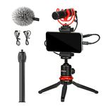 Mouriv VK-T1 Smartphone Video Rig with Mini Tripod, Phone Grip, and Video Microphone Compatible with iPhone 11, 11 Pro, XS, XR, X, 8, 7, 6S, 6, 5S and Android - for YouTube, TIK Tok, Filming, Vlogging