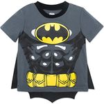 DC Comics Justice League Batman Superman Cosplay T-Shirt with Cape Toddler, Batman, 2T