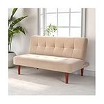 INMOZATA Sofa Bed 2 Seater Occasional Sofa Linen Fabric Single Corner Sofa Couch Settee Recliner Sleeper Sofa for Kids Living Room Bed Room (Beige)