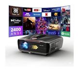 2400 ANSI Daytime 4K Projector【Netflix Certified / 70W Dolby Audio / 64GB】AI-PQ ToF Autofocus Auto Lens Shield HDMI eARC CEC, Smart Projectors with WiFi6 and BT 5.4 for Home & Outdoor Cinema, Gaming