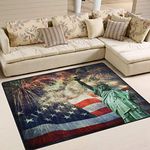 Mnsruu Vintage American USA Flag Statue of Liberty Fireworks Area Rug Rugs for Living Room Bedroom 160cm x 122cm(5.3 x 4 feet)