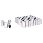 CHDT66 33 mm Chrome Lug Nut Covers -4.0" Height Cylinder Nut Covers Thread-on Nut Cover Caps for Semi Trucks, by ABS Chrome Plastic, 60 PCS Pack