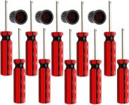 Amcarker 10 Pcs 6523339 Valve Core Removal Tool w/4 Tire Valve dust Cap Automotive Car Motorcycle Truck Bike Screwdriver Valve Stem Core Remover Tire Repair Install Tool (10)