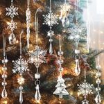 Lanpn 26pcs Christmas Decoration Crystal Christmas Tree Ornaments, Hanging Clear Acrylic Snowflake Icicle Drop Pendants for Xmas tree Winter Outdoor Indoor Party New Year Decor Supplies Transparent