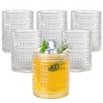 AMYOOLE 12oz Hobnail Drinking Glasses Set of 6,Clear Vintage Glassware Embossed Water Tumbler,Cocktail Glass Cups for Beer,Whiskey,Juice and Various Mixed Drinks