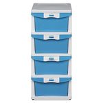 Nilkamal Chests of 4 Drawers CHTR24NT |Multi-Purpose Storage Organizer For Kids, School,And Home |Easy Assembly|Blue And Cream Colour