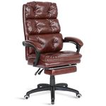 Blisswood Executive Office Chair With Footrest & Lumbar Support Ergonomic Recliner Computer Desk Chair Adjustable Back Rest Heavy Duty 360° Swivel Gaming Chair (Pu Leather Dark Brown)